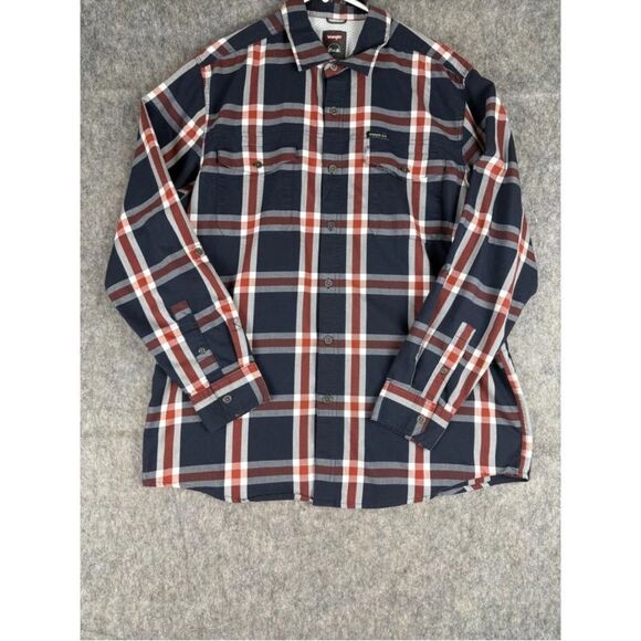 Wrangler Utility Shirt Men's Large Multicolor Plaid Outdoor 2-Pocket Button-Up - Picture 5 of 8